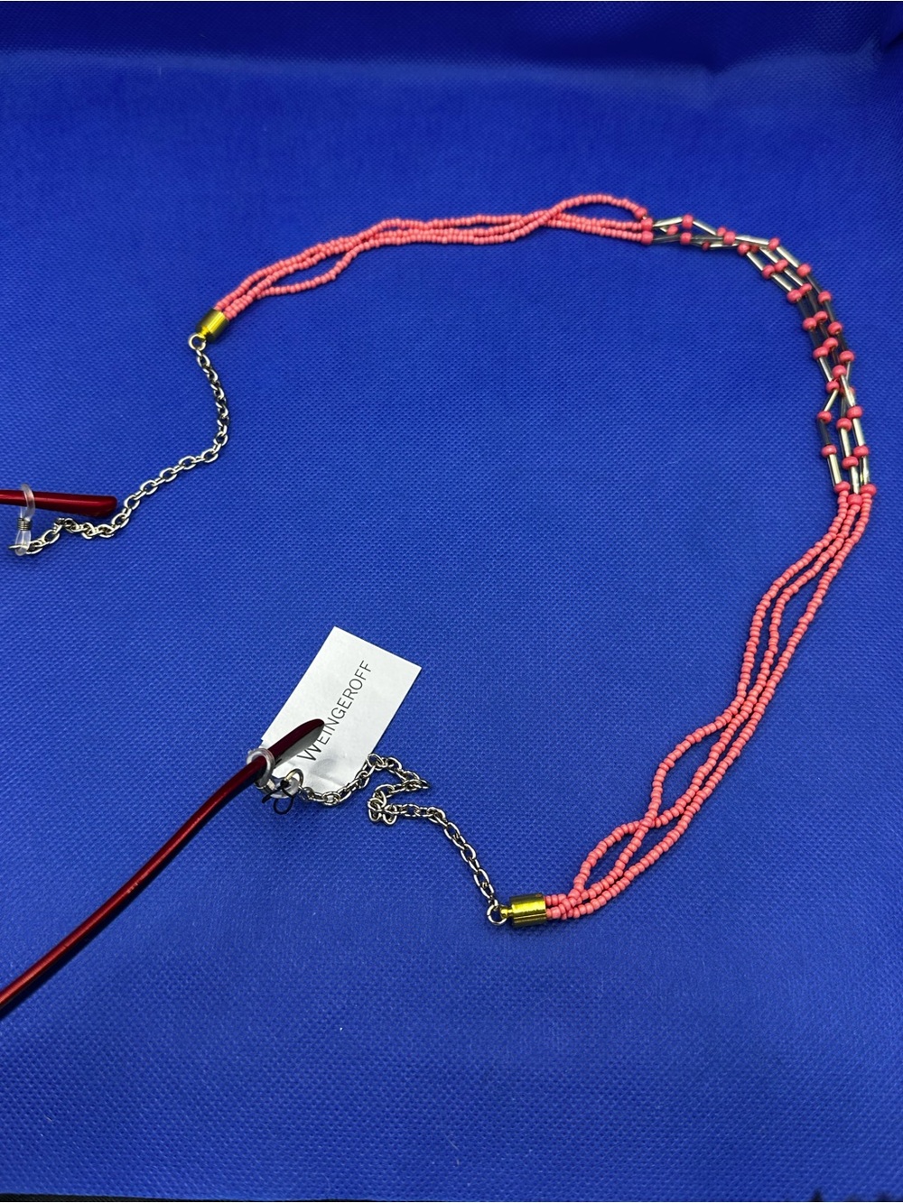 Weingeroff Beaded Coral Eyeglass Chain
